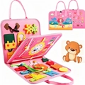 Pink Montessori busy board for sensory early learning featuring a mermaid cartoon design - Pink Mermaid; 28*23*3