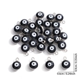 Ciondoli malocchio da 6mm in nero e bianco con cornice argento per gioielli - 9*6mm / 0.31g / Nero-Argento