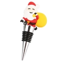 Tappo per bottiglia di vino Babbo Natale in acciaio inox con guarnizione in silicone - Babbo Natale con Sacco dei Regali