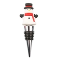 Christmas snowman wine bottle stopper with 3D decorative topper and metal sealer - Snowman With Top Hat