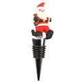 Christmas Santa wine bottle stopper with soft silicone topper and stainless steel seal - Classic Santa Claus