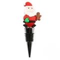 Santa Claus wine bottle stopper with gingerbread man figure and leak-proof rubber seals - Santa Holding Gingerbread Man