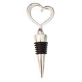 Polished silver heart-shaped wine bottle stopper with airtight black rubber seal - Silver Heart Shape