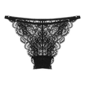 Slip sexy in pizzo nero stile francese con design floreale trasparente ultra sottile - S / Nero