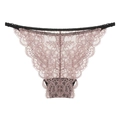 French lace panties in dusty pink with black elastic trim and floral sheer detail - Coffee