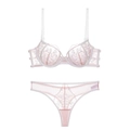 Completo intimo in pizzo floreale con reggiseno con ferretto nei colori rosa chiaro e bianco - 75C / Rosa