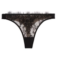 String sexy en dentelle de cils noire pour femme avec motifs floraux et taille basse - XL / Noir