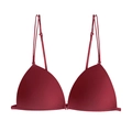 Wine red seamless front buckle wireless triangle bra with thin adjustable straps - Red
