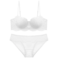 Set di lingerie in pizzo floreale bianco con reggiseno con ferretto e slip abbinati - S / Set / Bianco