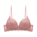 Soutien-gorge triangle en dentelle rose sans armature avec broderies florales fines - 70A / Rose