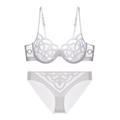 Completo intimo in pizzo bianco con ricamo in rete, reggiseno con ferretto e slip - S / Top E Pantaloni / Set Mutandine / Bianco