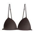 Deep brown seamless triangle bralette with adjustable straps and ribbed texture - Dark Coffee
