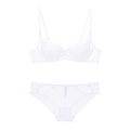 Weißes französisches Set aus Wimpernspitze mit Bügel-BH und passendem Slip - 70B / Weiß