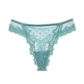 String en dentelle avec mesh à pois et broderie florale de couleur bleu sarcelle - M / Vert
