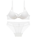 Conjunto de lencería sexy de malla blanca con sujetador push-up y braga a juego - 85C / Blanco