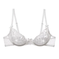 Soutien-gorge en dentelle française blanche avec armatures et broderies fines - Blanc