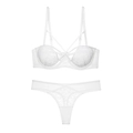 White French lace lingerie set with strappy details and push-up underwire bra - 75B / White