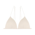 Bralette beige minimalista con coppe a triangolo, spalline sottili e chiusura frontale - Pezzo Singolo Beige / S