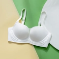 Seamless white bra with wave-pattern underband and wide straps for comfortable support - S / White