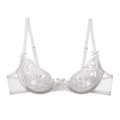 Soutien-gorge en dentelle blanche avec broderie florale et détails de nœuds élégants - S / Blanc