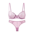 Set lingerie viola chiaro con reggiseno a rete a nido d'ape con ferretto e perizoma - 75B / Viola
