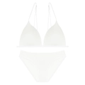 Set reggiseno a triangolo francese bianco a coste e slip con spalline sottili e chiusura frontale - M+(Coppa C) / Bianco