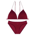 Set lingerie bordeaux stile francese con reggiseno a triangolo senza ferretto - M+(Coppa C) / Borgogna