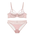 Flachbild von hellrosa Mesh-Lingerie-Set mit Spitzenstickerei und Satin-Details - 80BC / Rosa