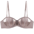 Soutien-gorge en satin lavande et tulle avec rayures verticales et strass chic - 70B / café
