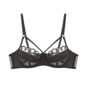 Sexy black lace mesh bra with decorative straps and supportive underwire for women - 80BC / Black