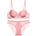 Ensemble soutien-gorge push-up rose sans couture avec bonnets en satin et tulle - 75C / Haut Et Bas / Rose