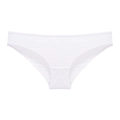 Minimalist white low-rise cotton brief for women with cross-straps and hollow-out detail - S / White