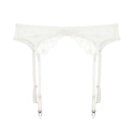 Reggicalze in pizzo bianco con ricamo a cuore e quattro clip elastiche regolabili - S / Bianco