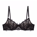 Elegante zwarte beha van wimperkant met bloemenpatroon en beugelsteun voor dames - S / Zwarte Top