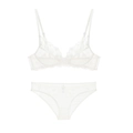 Ensemble de lingerie en dentelle française blanche ultra-fine avec broderie et tulle - 70B / Haut Et Bas / Ensemble deux pièces / Blanc