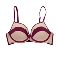 Soutien-gorge push-up à la mode bordeaux et beige avec détails en maille fine - 70B / Teint Contrasté Bourgogne