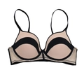 Soutien-gorge push-up style français en beige et noir avec détails en tulle - 70B / Teint Contrasté Noir