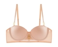 Push-up push up bra in beige nude color with ribbed texture and gold metal rings - 70A / Nude Top
