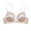 Soutien-gorge push-up bicolore beige et blanc avec ailes en maille respirante chic - 70B / Teint Contrasté Blanc