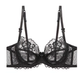 Reggiseno in pizzo floreale nero trasparente con fiocchi e ferretto di supporto - 70B / Nero