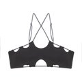 Dettaglio del reggiseno francese senza ferretto con tagli laser e spalline grigie - S / Top Nero