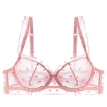 Reggiseno in pizzo rosa stile francese con ricamo a cuore e spalline regolabili a balze - 70A / Rosa