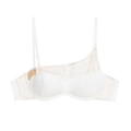 White French style seamless bra with mesh paneling and thin adjustable straps - S / White