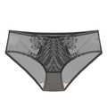 French style sexy black lace panties with floral embroidery and breathable mesh texture - S / Black