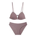 Conjunto de lencería rosa empolvado sin costuras con cierre frontal y tirantes - S / Morado