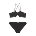 Ensemble bikini noir à licou de style français avec design croisé et découpes chic - Noir