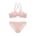 Ensemble bikini dos nu rose poudré avec dos croisé et détails ajourés sur les côtés - Rose