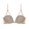 Nahtloser tiefer V-Push-Up-BH in Hautfarben mit atmungsaktiven Mesh-Seitenteilen - Nude-Oberteil / 70A