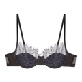 Reggiseno elegante in pizzo francese color antracite con ferretto push-up e ricamo floreale - 70A / Solo Reggiseno / Nero