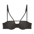 Dettaglio del reggiseno in rete nera con spalline incrociate e supporto con ferretto - S / 文胸单品 / Nero
